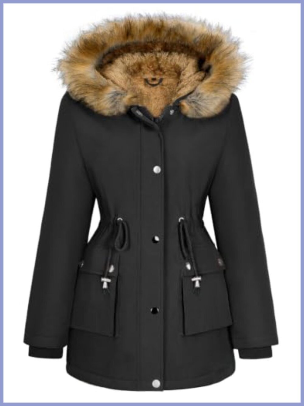 Water-Repellent Fleece-Lined Hooded Winter Parka Coat